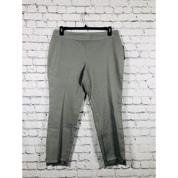 NIC+ZOE Pants - NIC+ZOE Women Frayed Hem Ankle Pants Olive Green Stretch Size 14